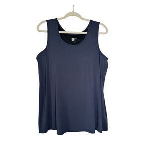 Modern Soul Tank Top Navy Blue Sleeveless Built In Bra Women's XL